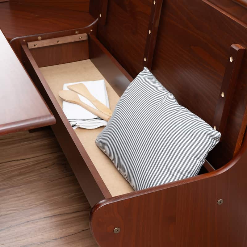 Linon Riki Walnut 3-piece Breakfast Nook Dining Set