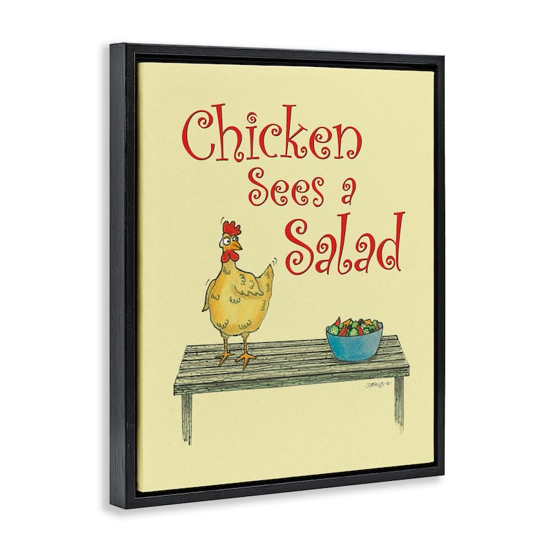 Stupell Chicken Salad Vintage Pun Framed Floater Canvas Wall Art Design By Roger Straub