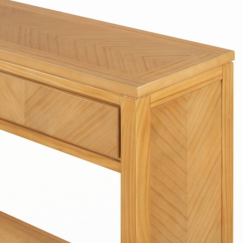 55" Rustic Wooden Entryway Console Table(Natural)