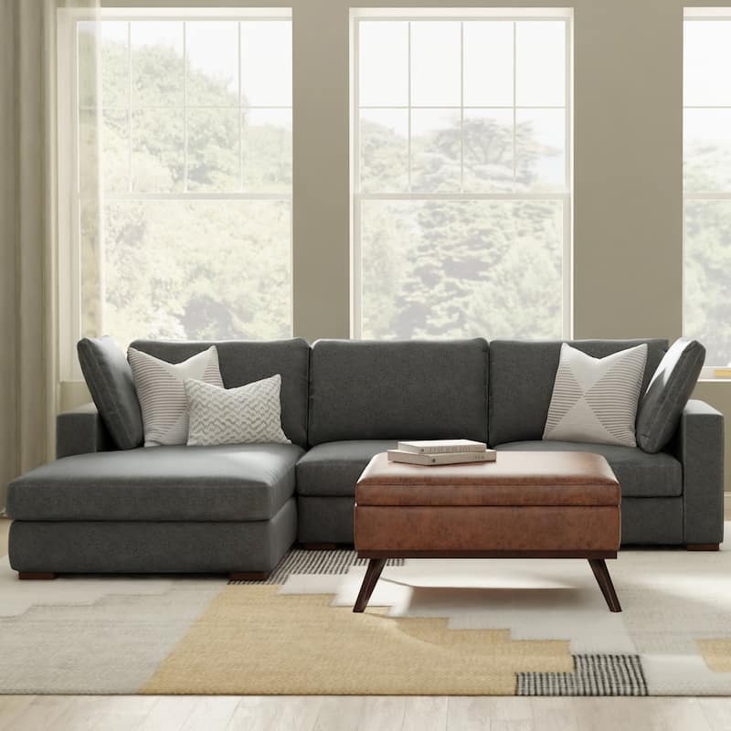 WYNDENHALL Roscoe Left-Facing Sectional in Tightly Woven Performance Fabric - Pebble Grey