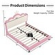 preview thumbnail 12 of 34, Cute Girl Princess Bed with Crown Headboard, PU Upholstered Platform Bed, Wood Panel Bed Low Profile Bed
