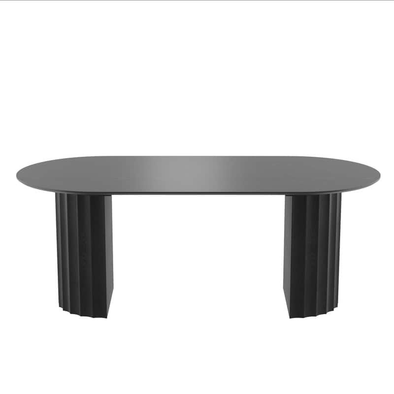 79" Oval Solid Wood Dining Table Duble Pedestal Seats 6