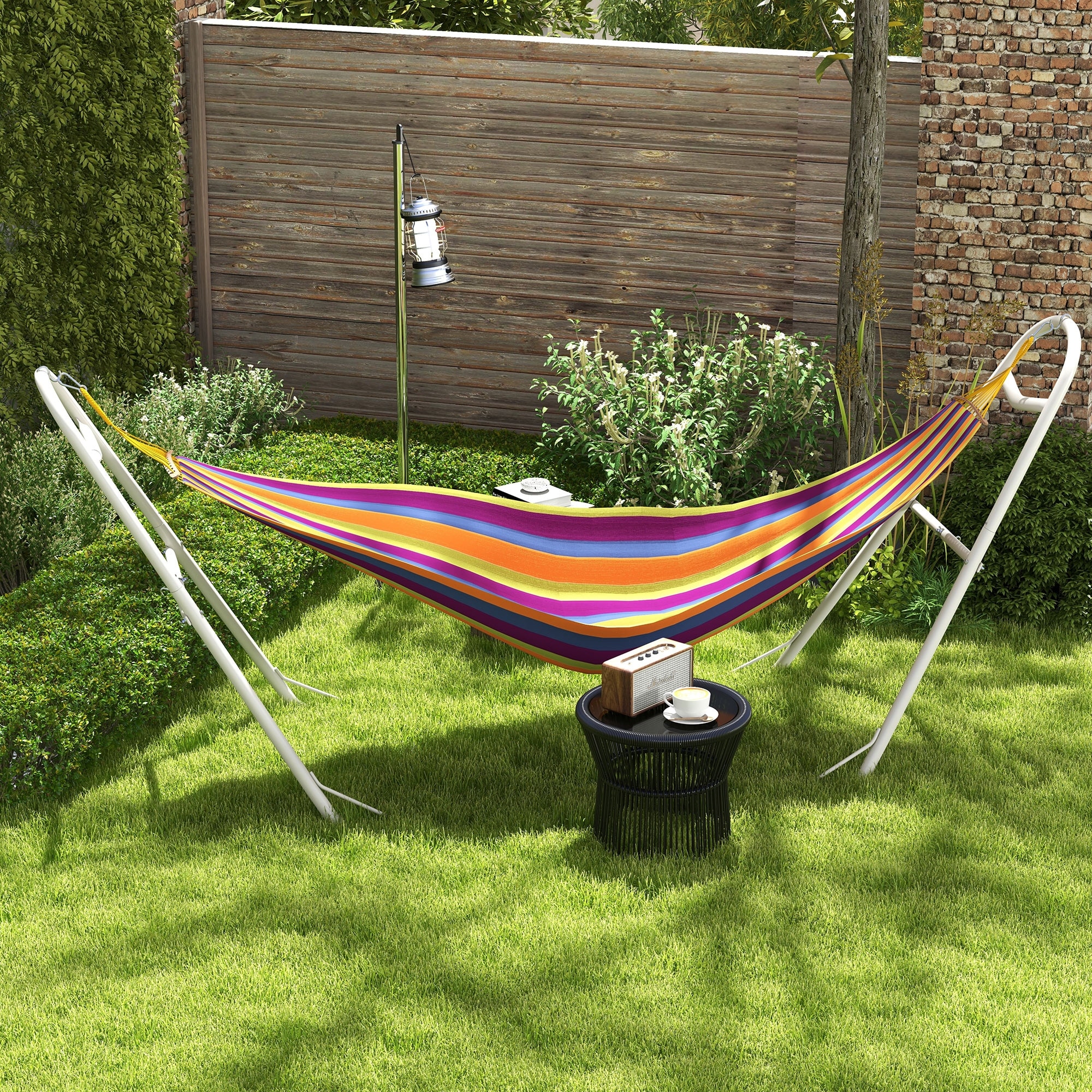Outsunny Hammock Stand Portable Adjustable Steel Frame Hammock Stand with Weather Resistant Finish On Sale Bed Bath Beyond 39904223