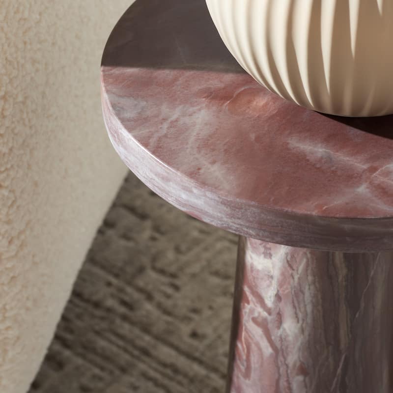 SAFAVIEH Couture Valentia Round Marble Accent Table - 10" W x 10" D x 18" H