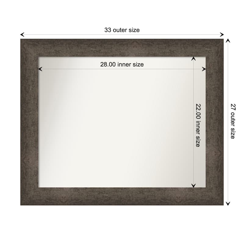 Dappled Non-Beveled Wood Framed Bathroom Vanity Wall Mirror - Dappled Light Bronze - Glass Size 28x22