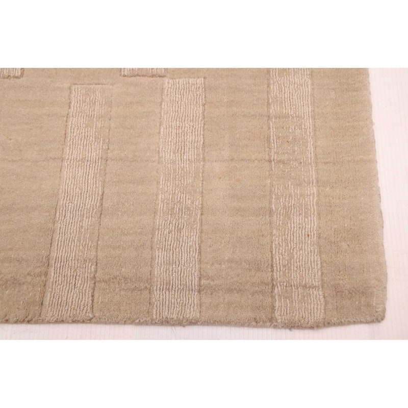 ECARPETGALLERY Hand Loomed Kashkuli Gabbeh Light Khaki Wool Rug - 6'8 x 9'7