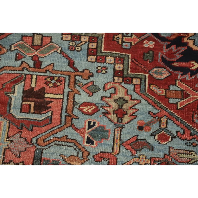 Hand Knotted Oriental 100% Wool Carpet Traditional Medallion Oranges & Rust Heriz (serapi) Area Rug - 8' 5'' X 7' 3''