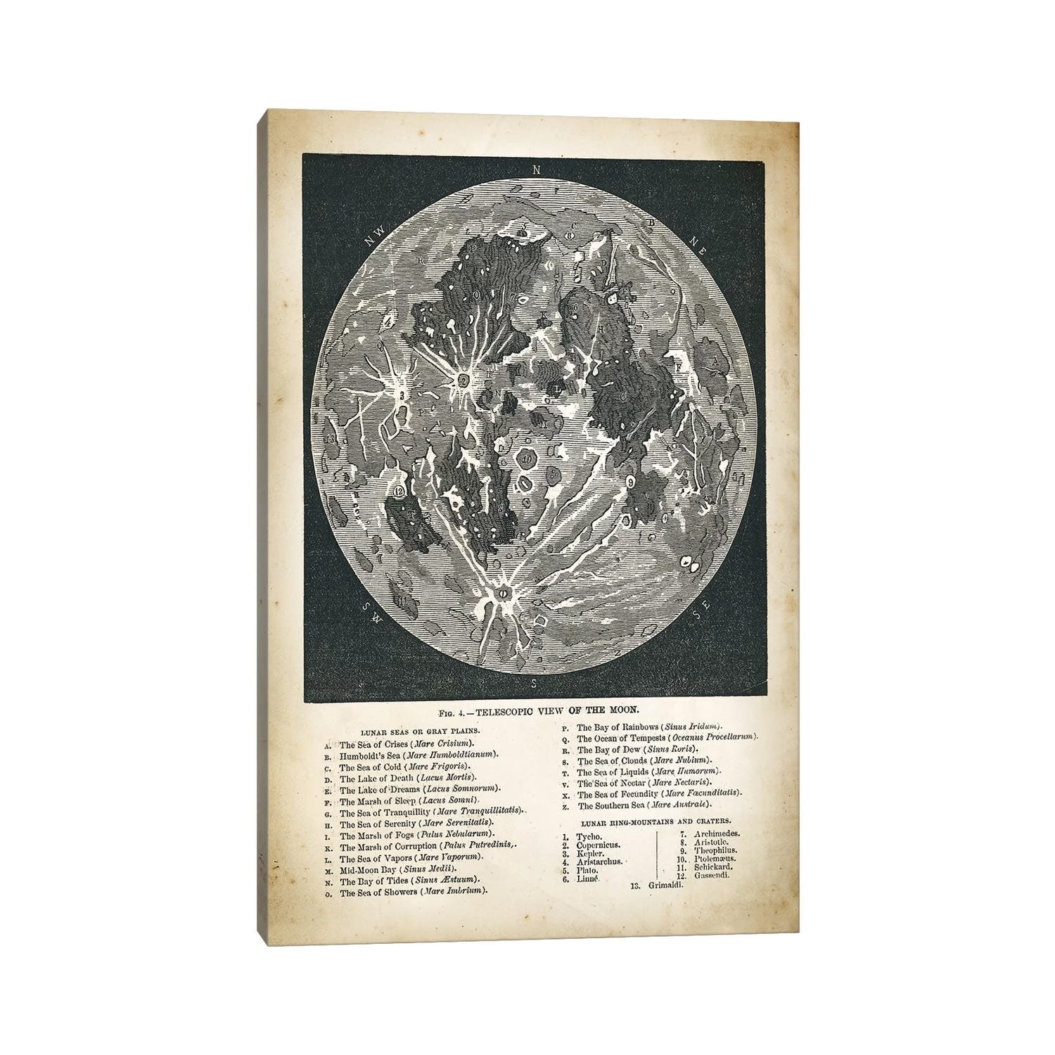 iCanvas "Moon Map" by PatentPrintStore Canvas Print