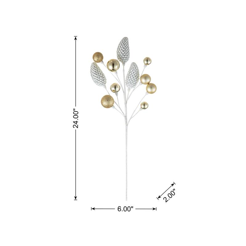 Glitzhome 4-Piece 24"H Pinecone Picks or Candy Ribbon Bow Christmas Tree Toppers