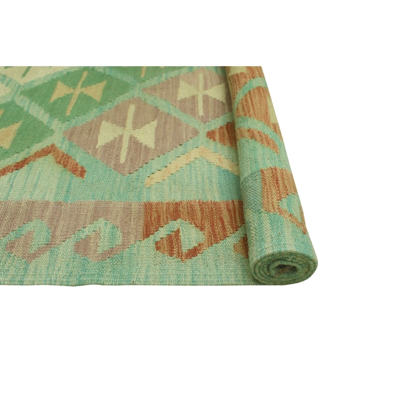 Noori Rug Sun Faded Flatweave Hugh Grey-Green/Rust Rug - 4'10" x 6'6"