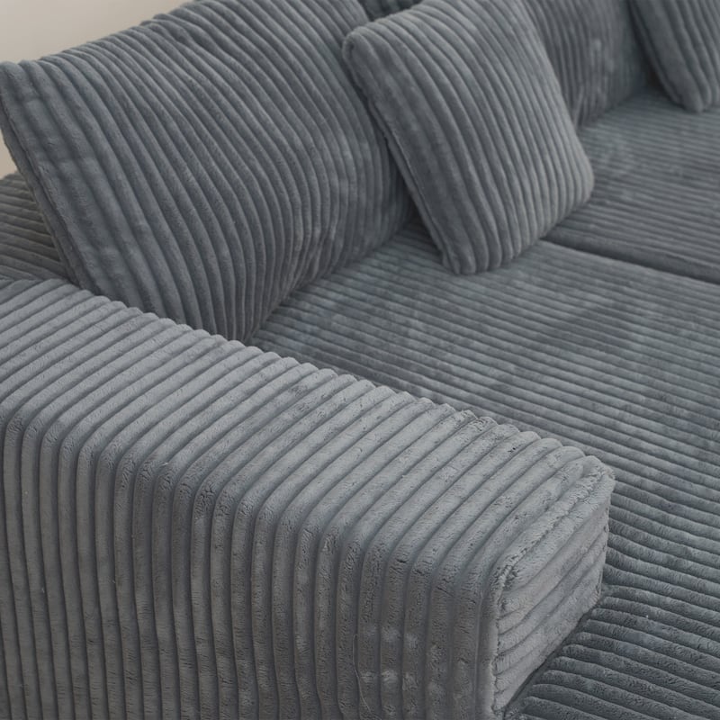 Sofa 113-in Casual Gray 3 -seater Reclining Sectional - 8' x 10'