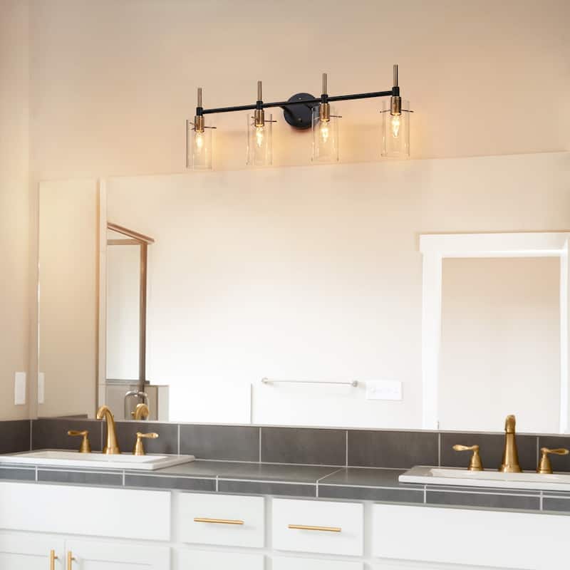 4-Light Black Gold Linear Modern Wall Sconce