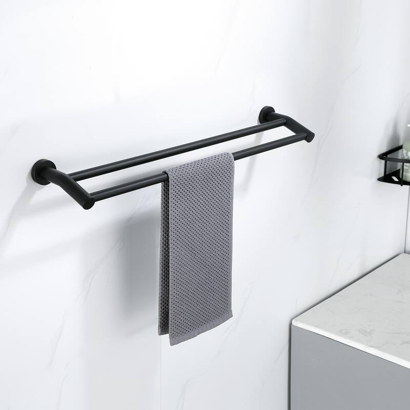 2-Pack Stainless Steel 24 in. Wall Mounted Double Towel Bar Towel Rack