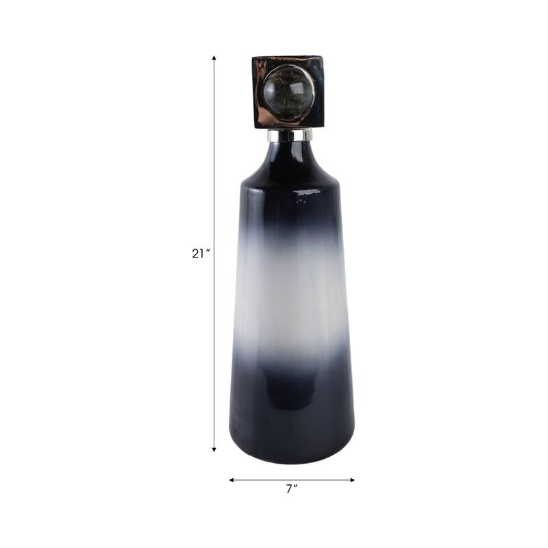 Glass Metal Decorative Vase with Contemporary Single Modern Accents