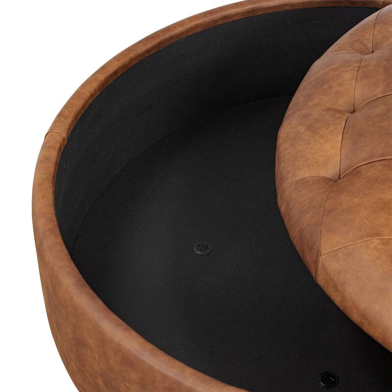 Poly & Bark Zahra Genuine Leather Storage Ottoman