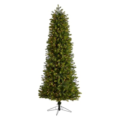 7.5ft. Slim Mountain Spruce Artificial Christmas Tree with 600 Warm White Micro LED Lights & Remote - Stunning Tall Display