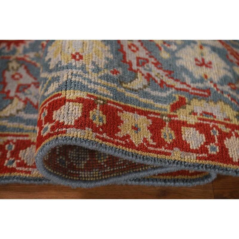 All-Over Blue Heriz Oriental Runner Rug Hand-knotted Wool Carpet - 2'6"x 11'9"