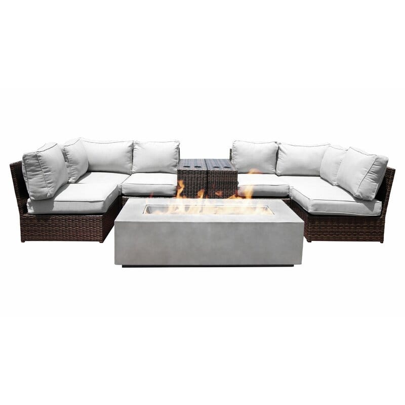 LSI 9 Piece Sectional Seating Group With Sunbrella Canvas Cushion