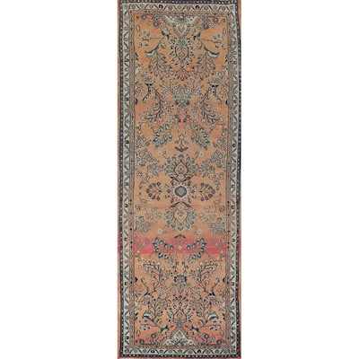 Floral Hamedan Persian Vintage Runner Rug Handmade Wool Carpet - 3'8" x 13'4"