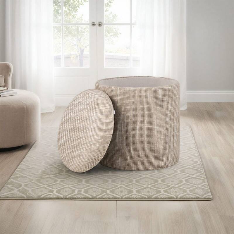 Handwoven Fabric Storage Ottoman