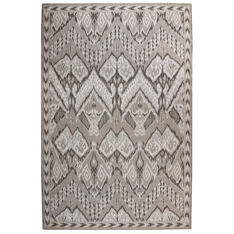Liora Manne Malibu Ikat Indoor/Outdoor Rug - 7'10" Square - Neutral