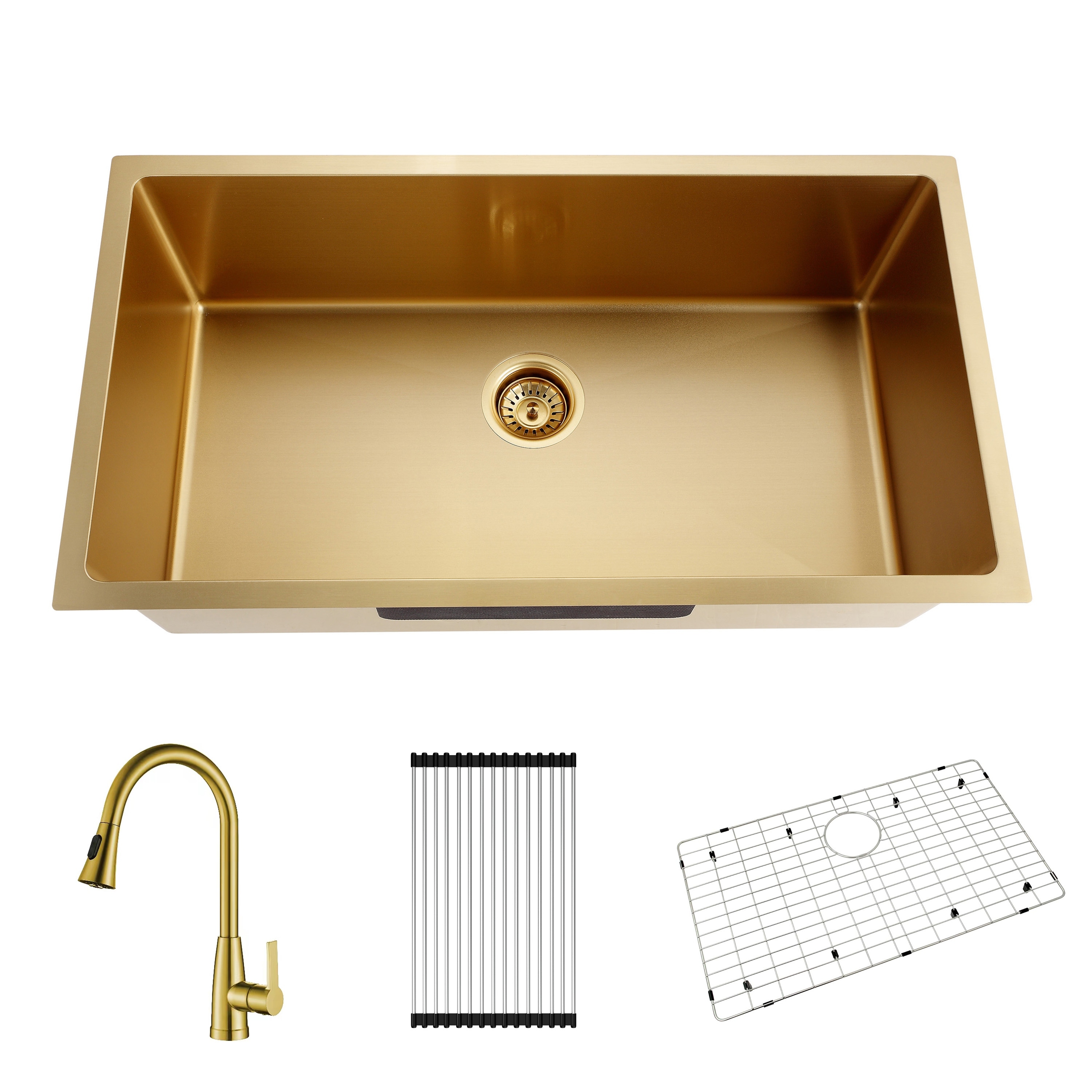 Roll Up Kitchen Sink Drying Rack in Gold Stainless Steel