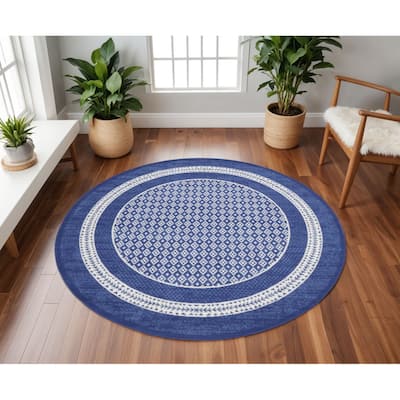 Power Loomed Distressed Geometric Modern Stain Resistant Area Rug - 96' X '96' X '0.39