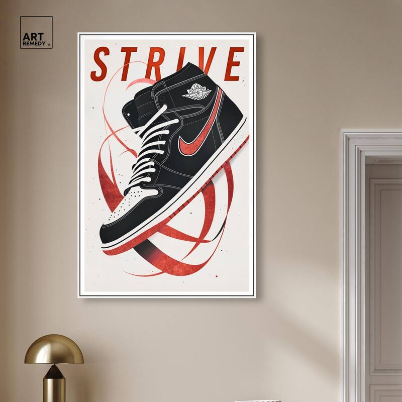 Red Ribbon Sneaker Canvas by Art Remedy