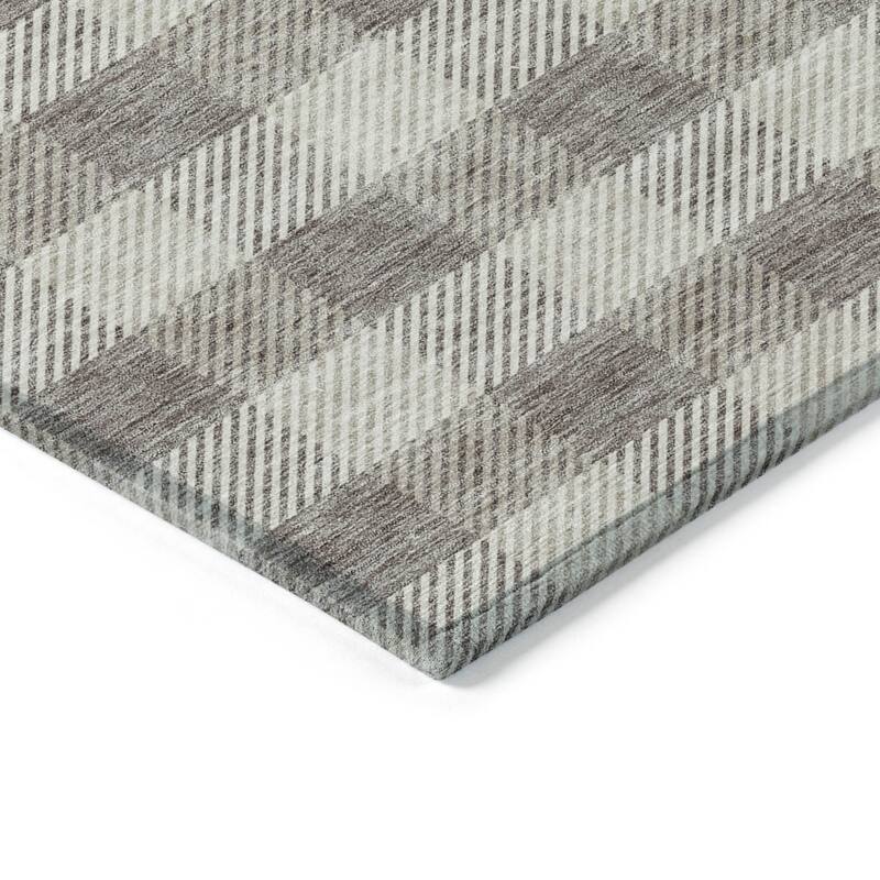 HomeRoots Plaid Transitional Rectangle Outdoor Rug