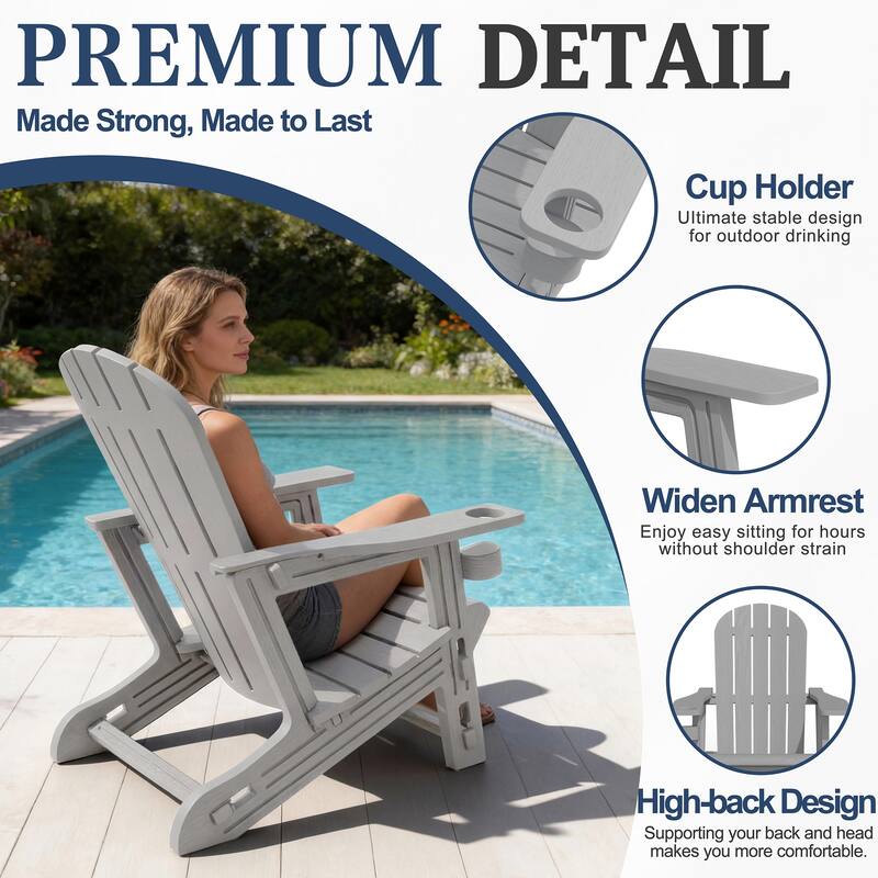 Outdoor All Weather Adirondack Chairs with Movable Footrests, Set of 5/3.