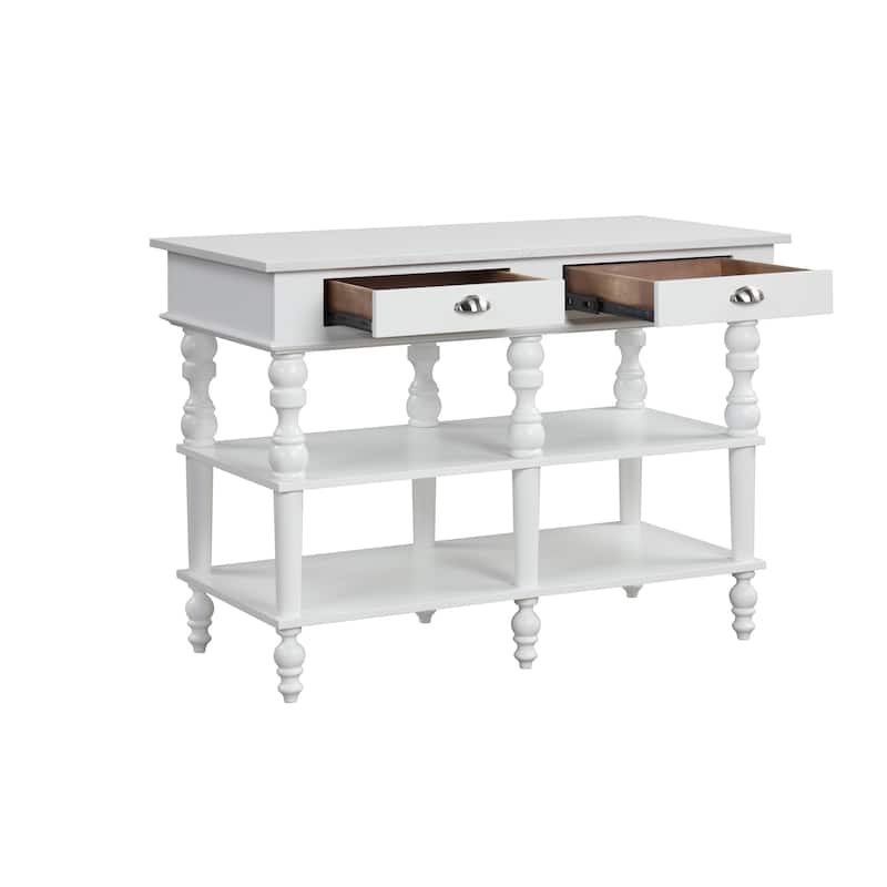Leota White 2-Drawer Kitchen Island