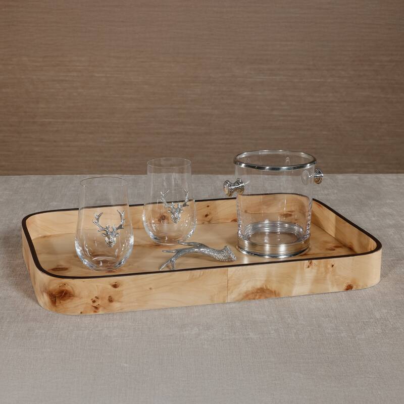 Valberg Burl Veneer Rectangular Rounded Serving Tray