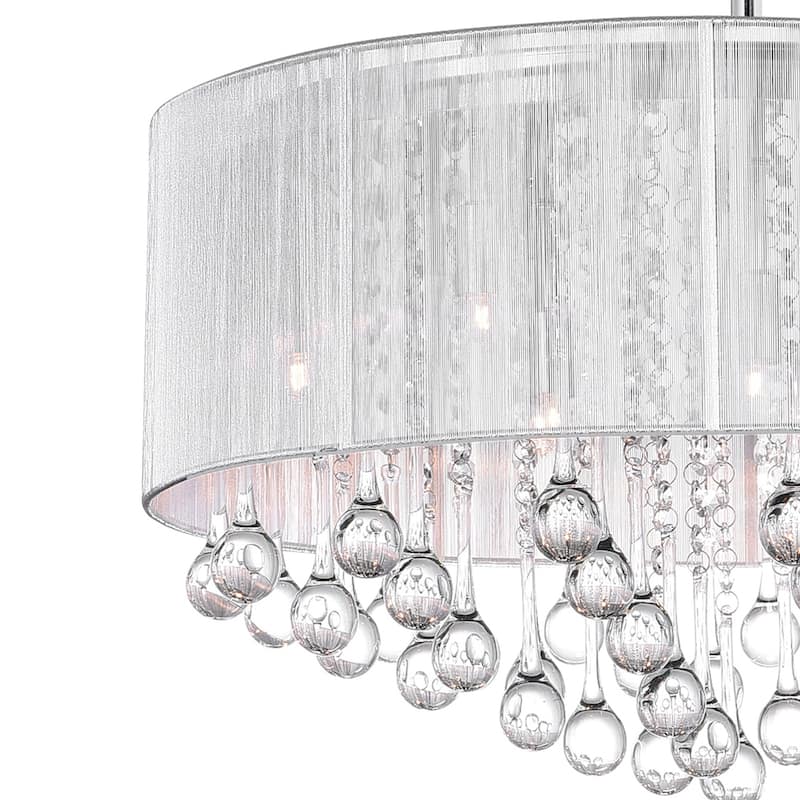 Water Drop 9 Light Drum Shade Chandelier With Chrome Finish