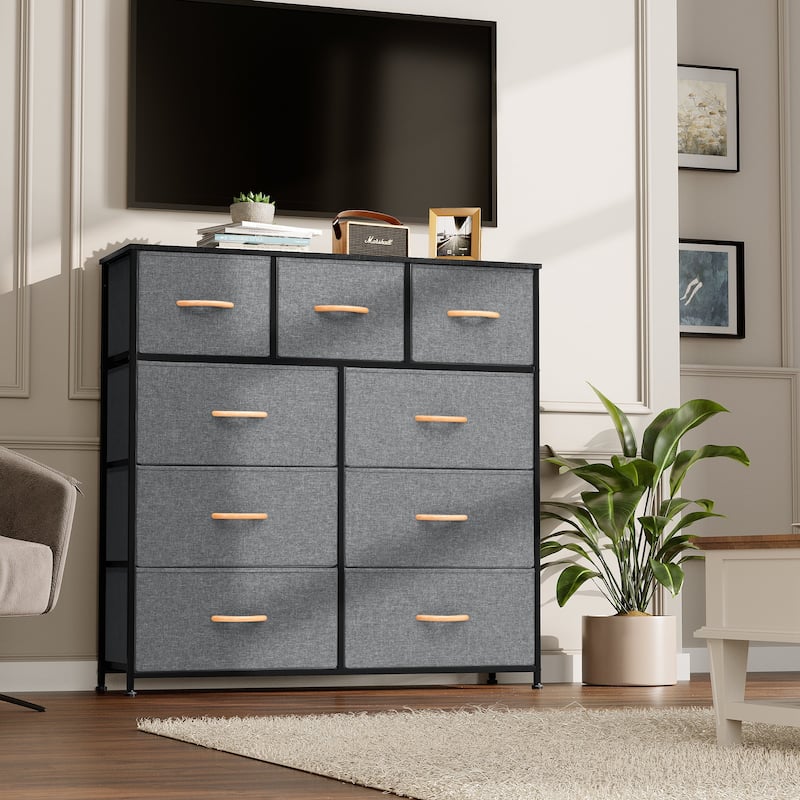 Home Extra Wide Closet Dresser Storage Tower Organizer Unit 9 Drawers