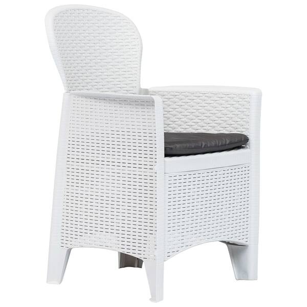 Shop Vidaxl Garden Chairs 2 Pcs With Cushion White Plastic Rattan
