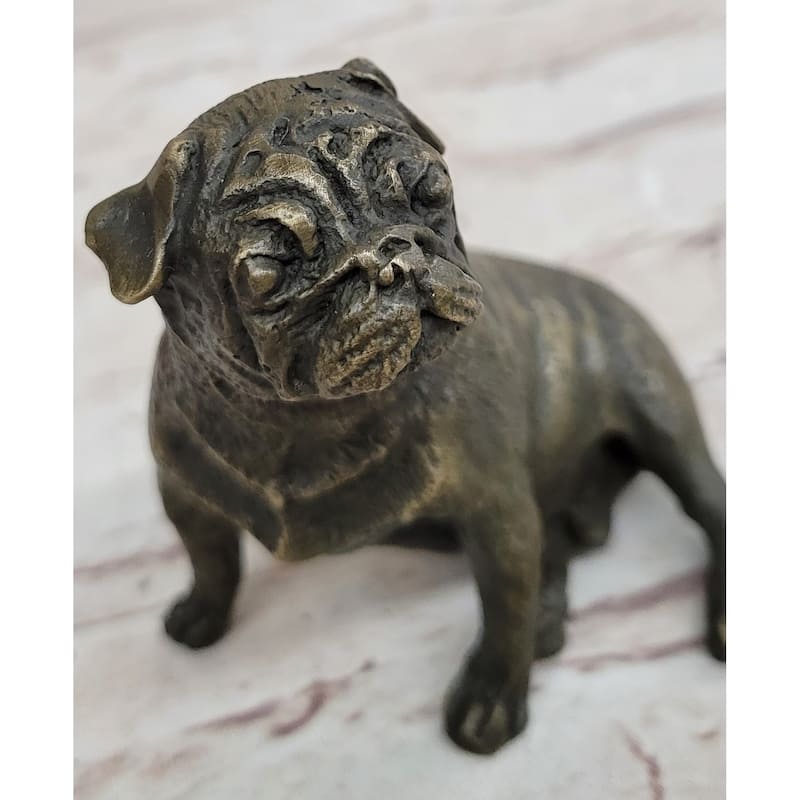 Pug Imitative Dog Bronze Miniature Statue Sculpture Figure Original Art 4 Inches X 4 Inches