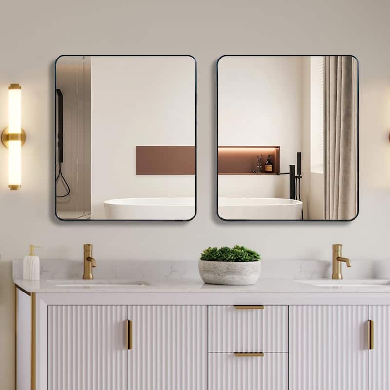 Bathroom Mirror for Over Sink Wall Mirror Metal Frame Rounded Rectangular Vanity Mirrors for Bedroom Living Room Entryway Decor