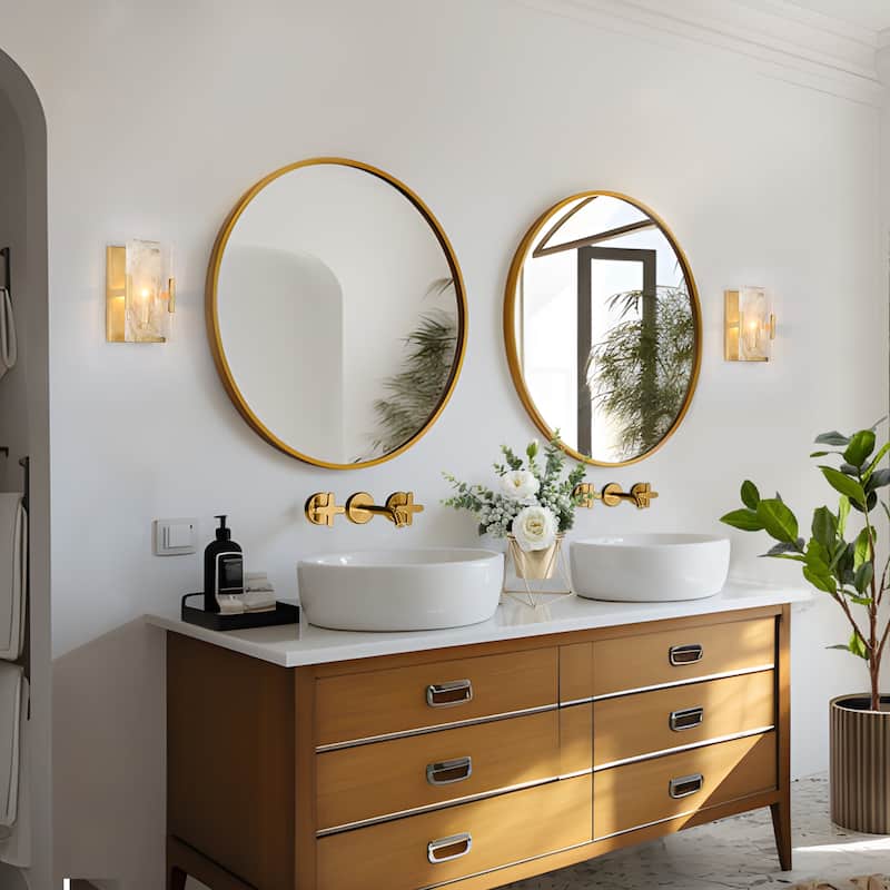 Modern Gold 1-Light White Smoke Glass Wall Sconce Lamp Bathroom Lighting
