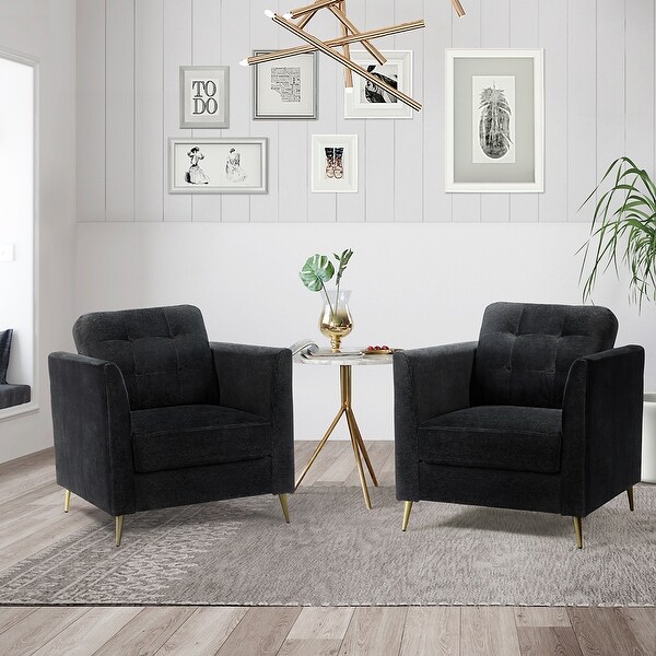 Clara Comfy Club Chair with Tufted Back Set of 2