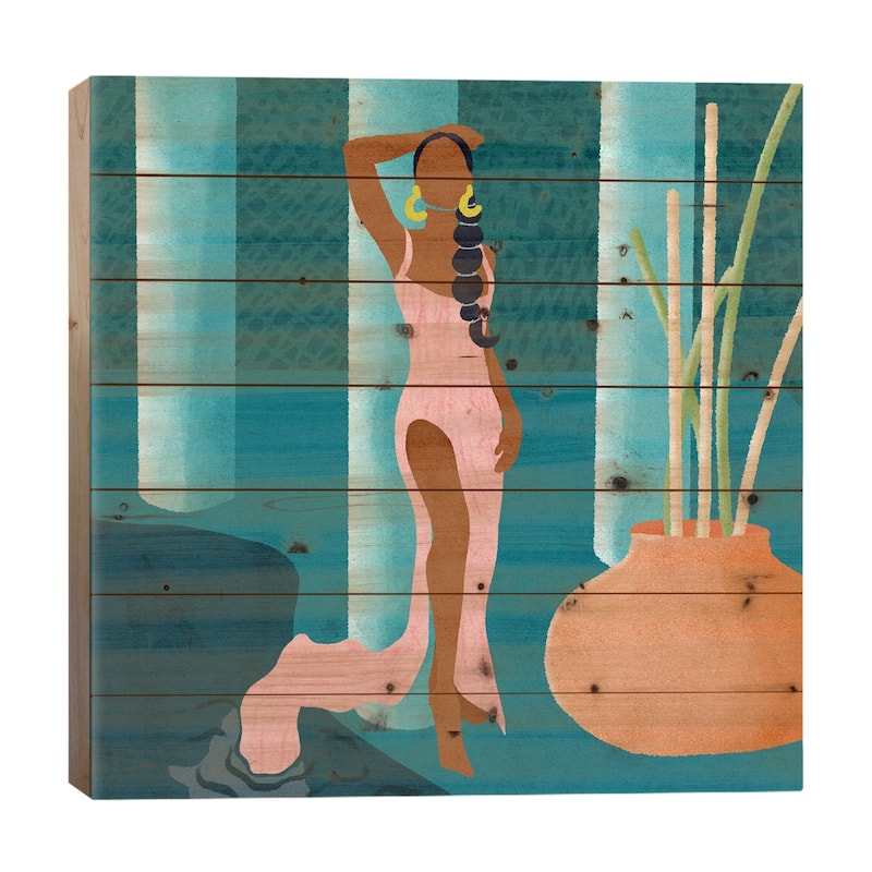 Mel Print On Wood by Reyna Noriega - Multi-Color - 26x26x1.5