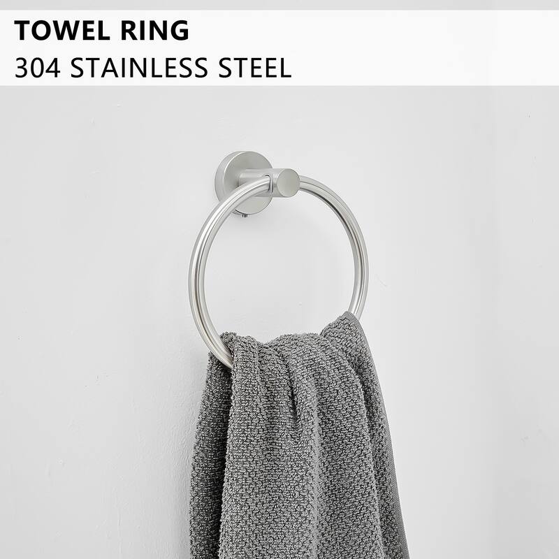 8 Piece Stainless Steel Bathroom Towel Rack Set Wall Mount - Brushed Nickel - 3.19"W×2"H