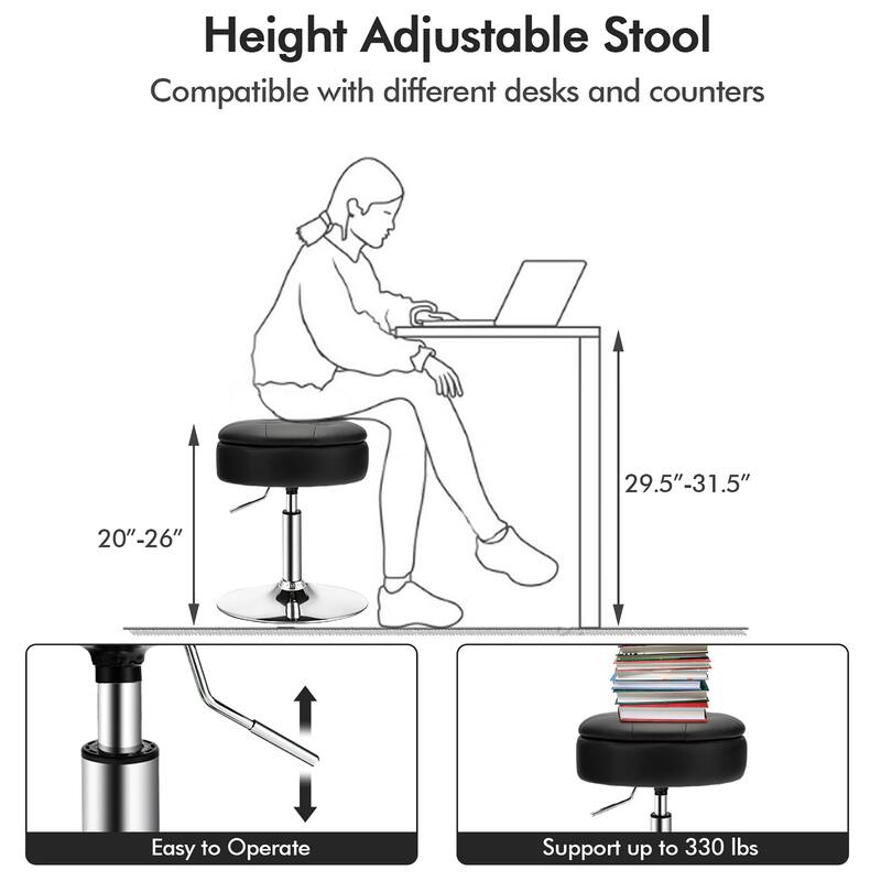 Costway Set of 2 Adjustable Vanity Stool Swivel Storage Makeup Chair - See Details