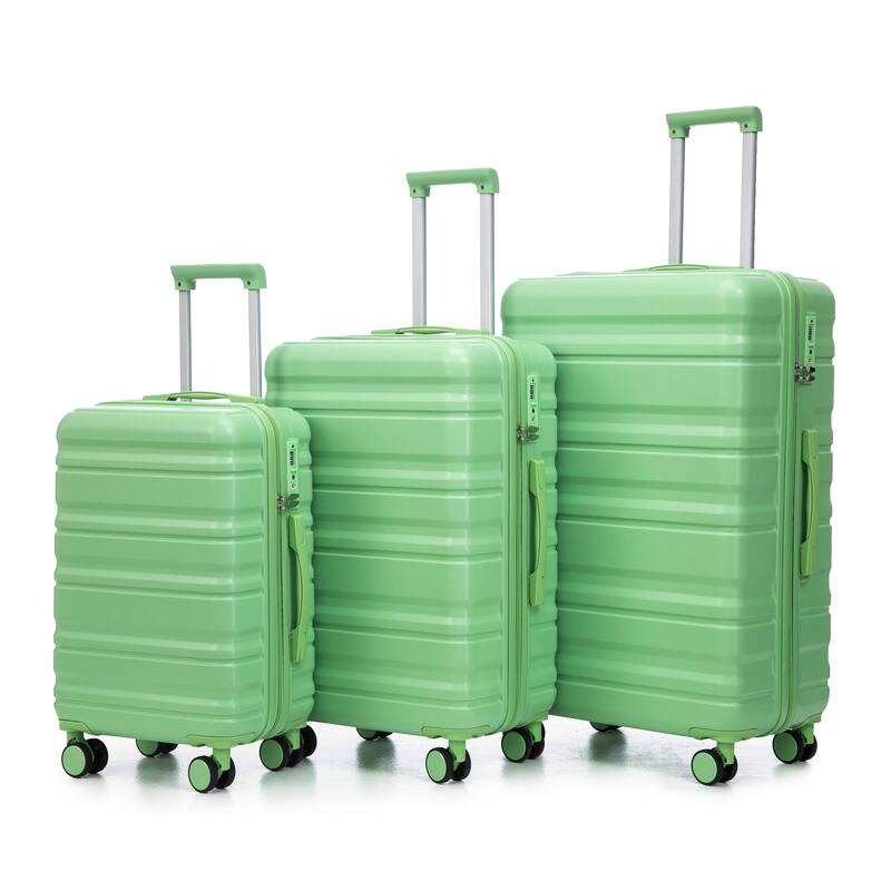 3 Piece Luggage Set Carry on Suitcase with ABS hardshell, Spinner Wheels & TSA Combination Lock - Green