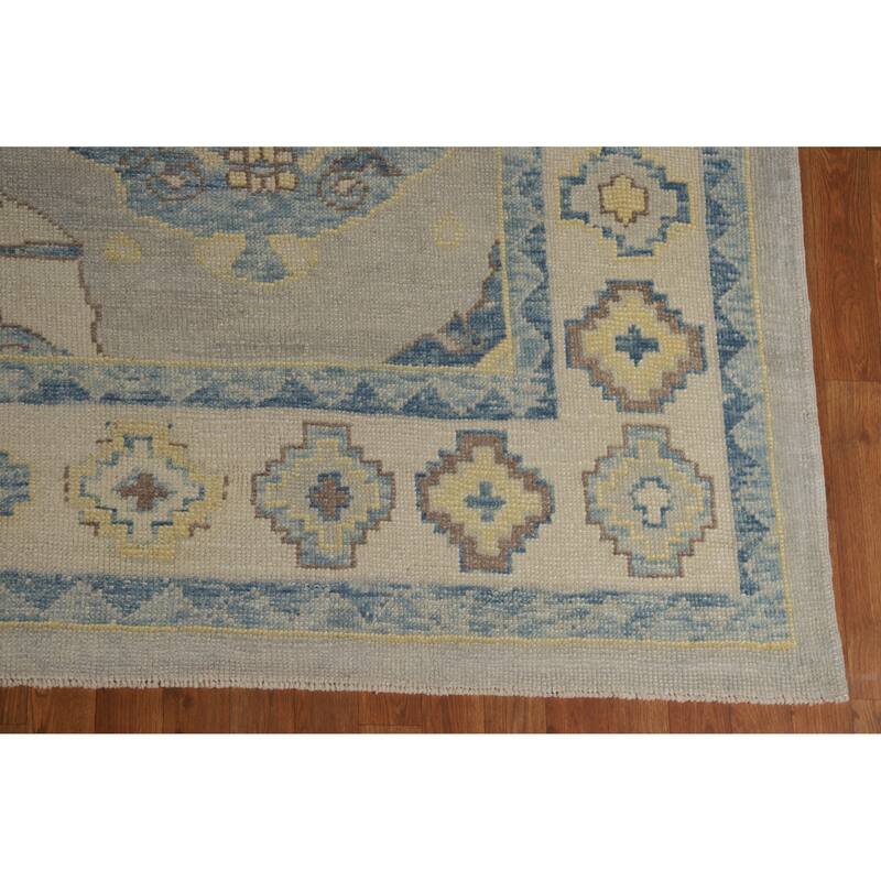 Hand Knotted Oriental 100% Wool Carpet Transitional All-Over Beige & Ivories Oushak Area Rug - 10' 9'' X 8' 5''
