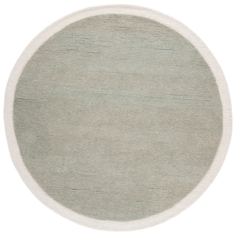 SAFAVIEH Handmade Metro Kleanthi Border Wool Rug - 6' Round - Sage/Ivory