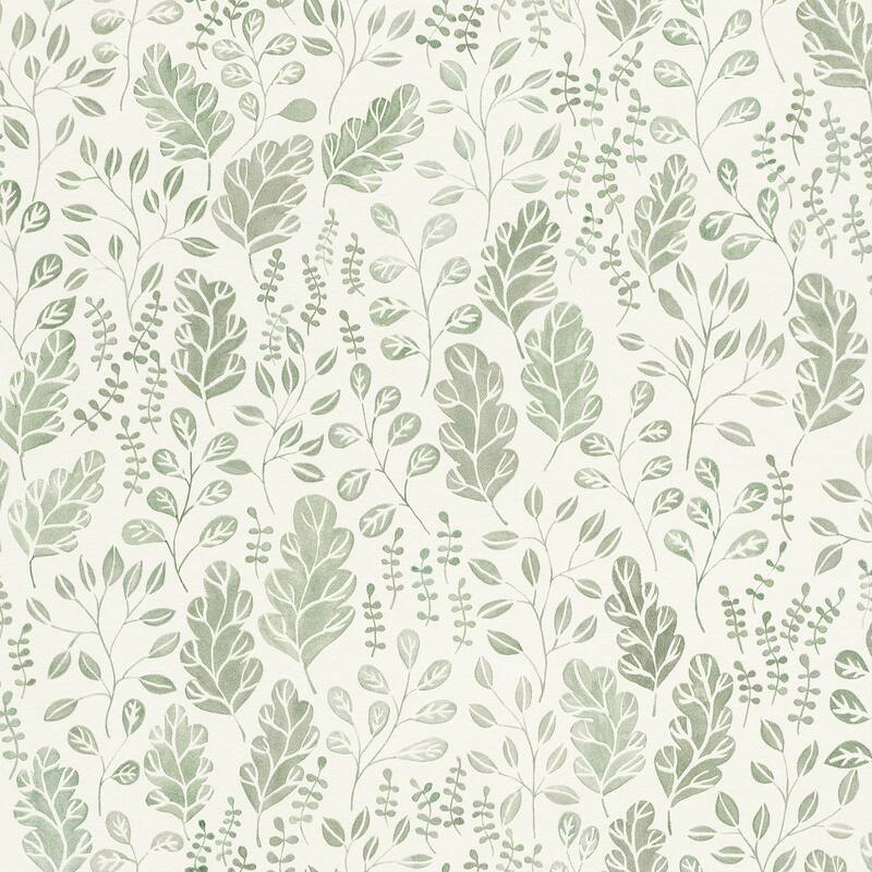 A-Street Prints Isha Green Leaf Wallpaper