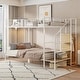 preview thumbnail 11 of 18, Twin Over Full Bunk Bed with Wire Shelving and Lateral Storage Ladder, Metal Bunk Bedframe with Bulit-in Wardrobe and Slats White