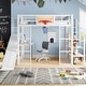 preview thumbnail 15 of 22, Metal Loft Bed with Bulit-in Desk, Slide and Open Wardrobe, Full Size Loft Bedframe with Storage Staircase and Basketball hoop