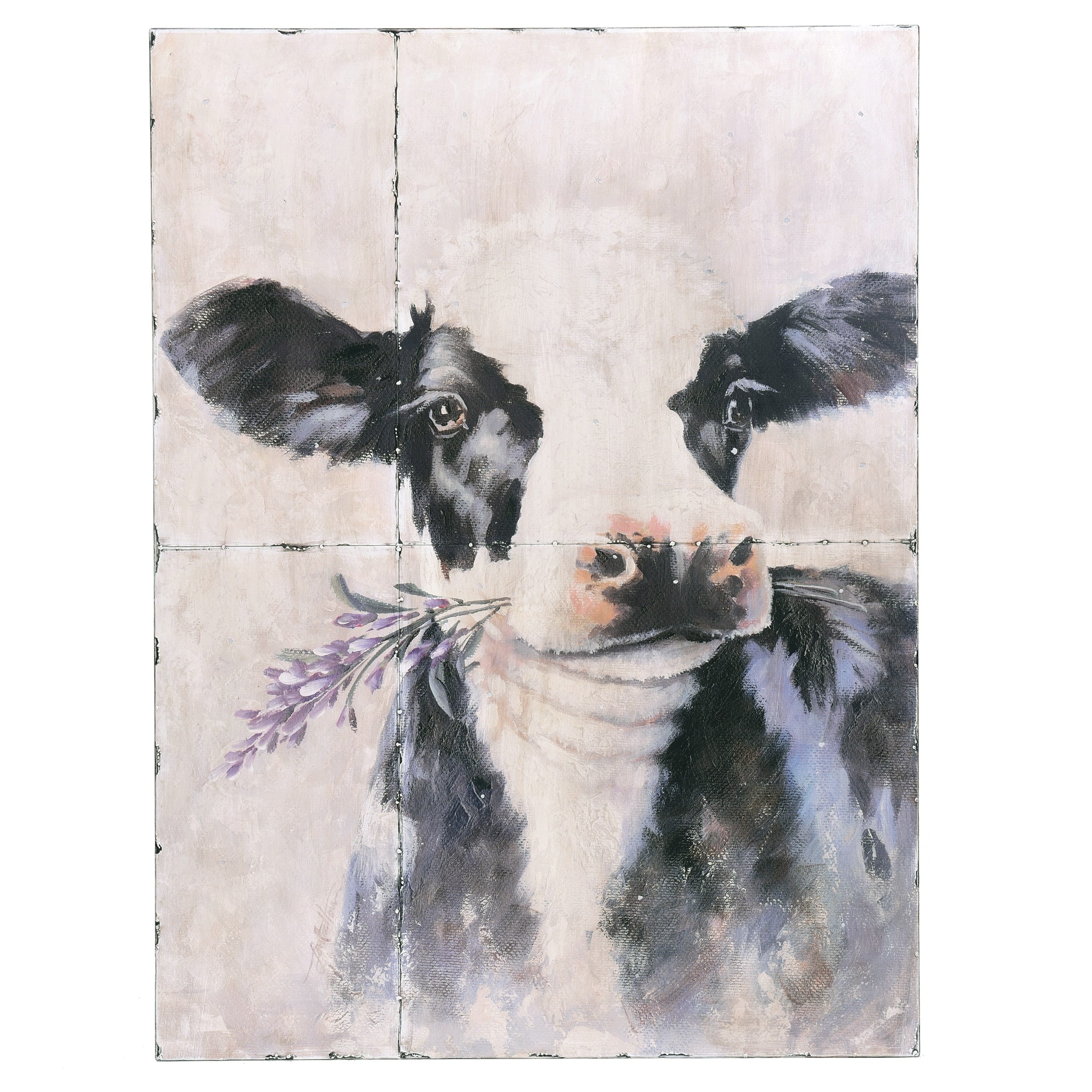 StyleCraft Betty Sue Who Rustic Modern Farmhouse Design Cow Printed Metal Wall Art