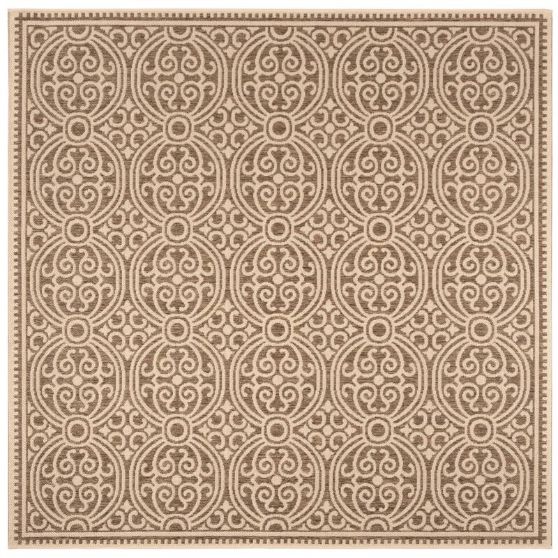 SAFAVIEH Beach House Guilene Indoor/ Outdoor Waterproof Patio Backyard Rug - 6'7" Square - Cream/Beige